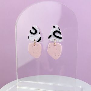 Funky Abstract Handmade Polymer Clay Small Dangle Earrings